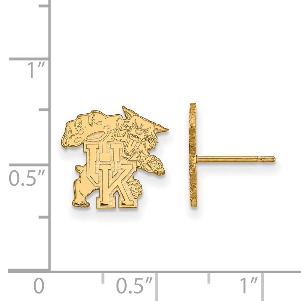 Alternate view of the 14k Yellow Gold University of Kentucky Small Post Earrings by The Black Bow Jewelry Co.