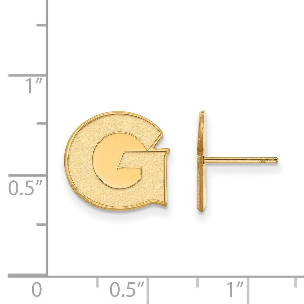 Alternate view of the 14k Gold Plated Silver Georgetown University Small Post Earrings by The Black Bow Jewelry Co.