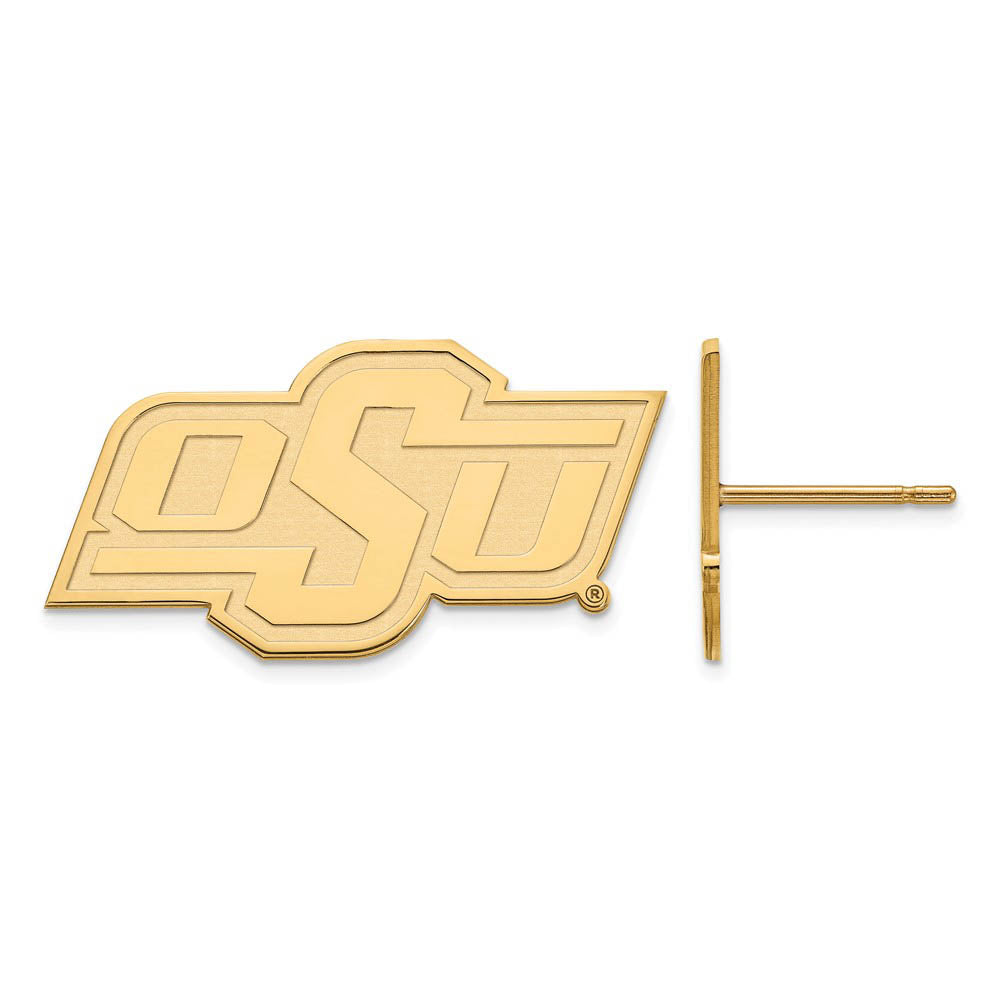 14k Gold Plated Silver Oklahoma State University Post Earrings, Item E15006 by The Black Bow Jewelry Co.