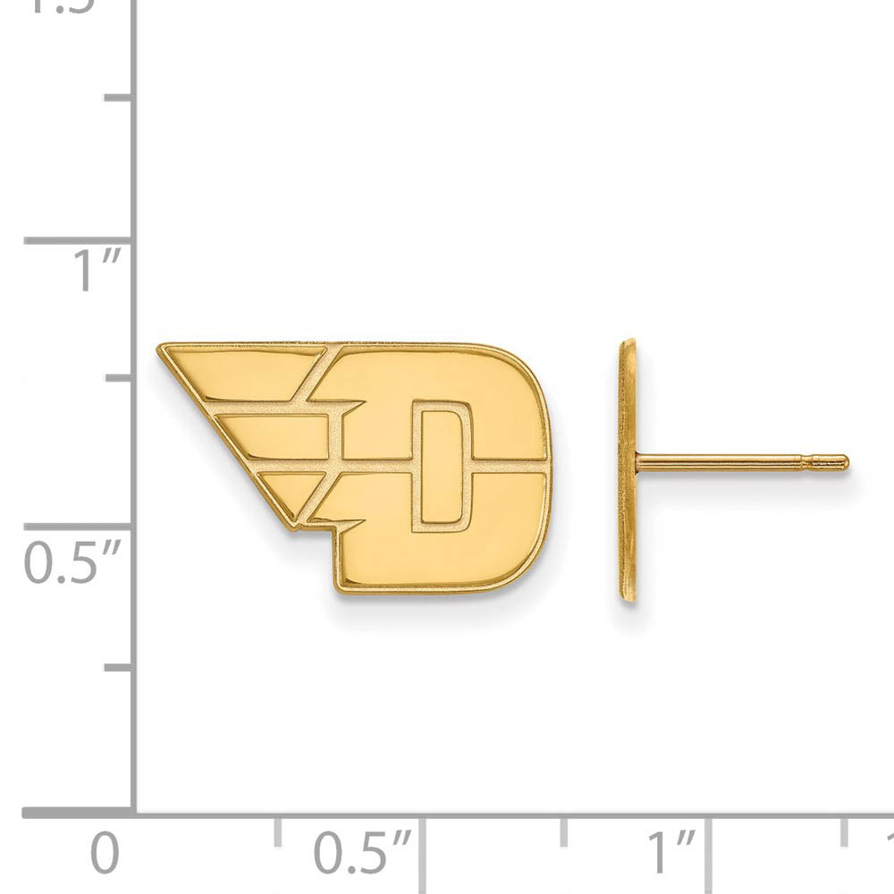 Alternate view of the 14k Gold Plated Silver University of Dayton Small Post Earrings by The Black Bow Jewelry Co.