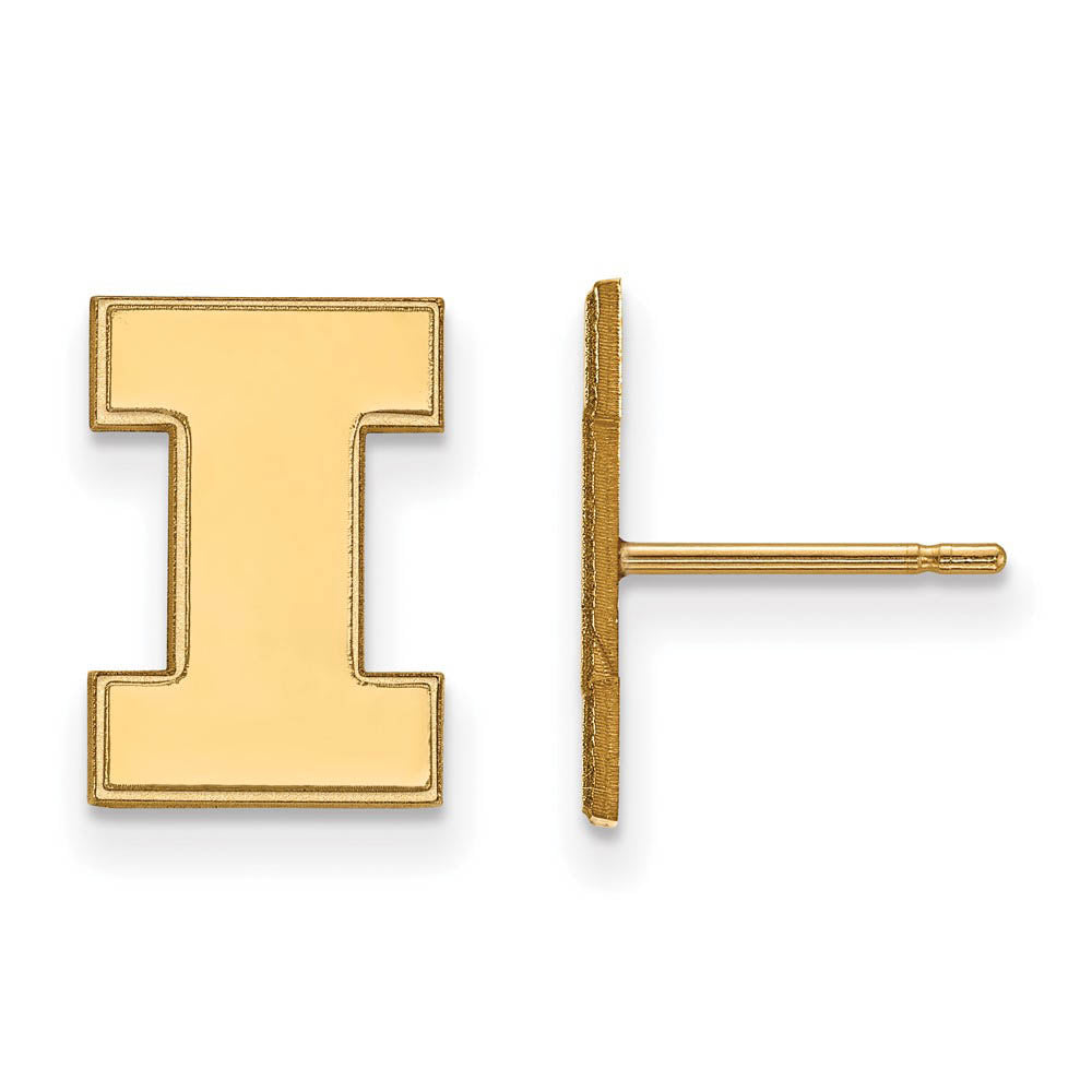 14k Gold Plated Silver University of Illinois SM Post Earrings, Item E15049 by The Black Bow Jewelry Co.
