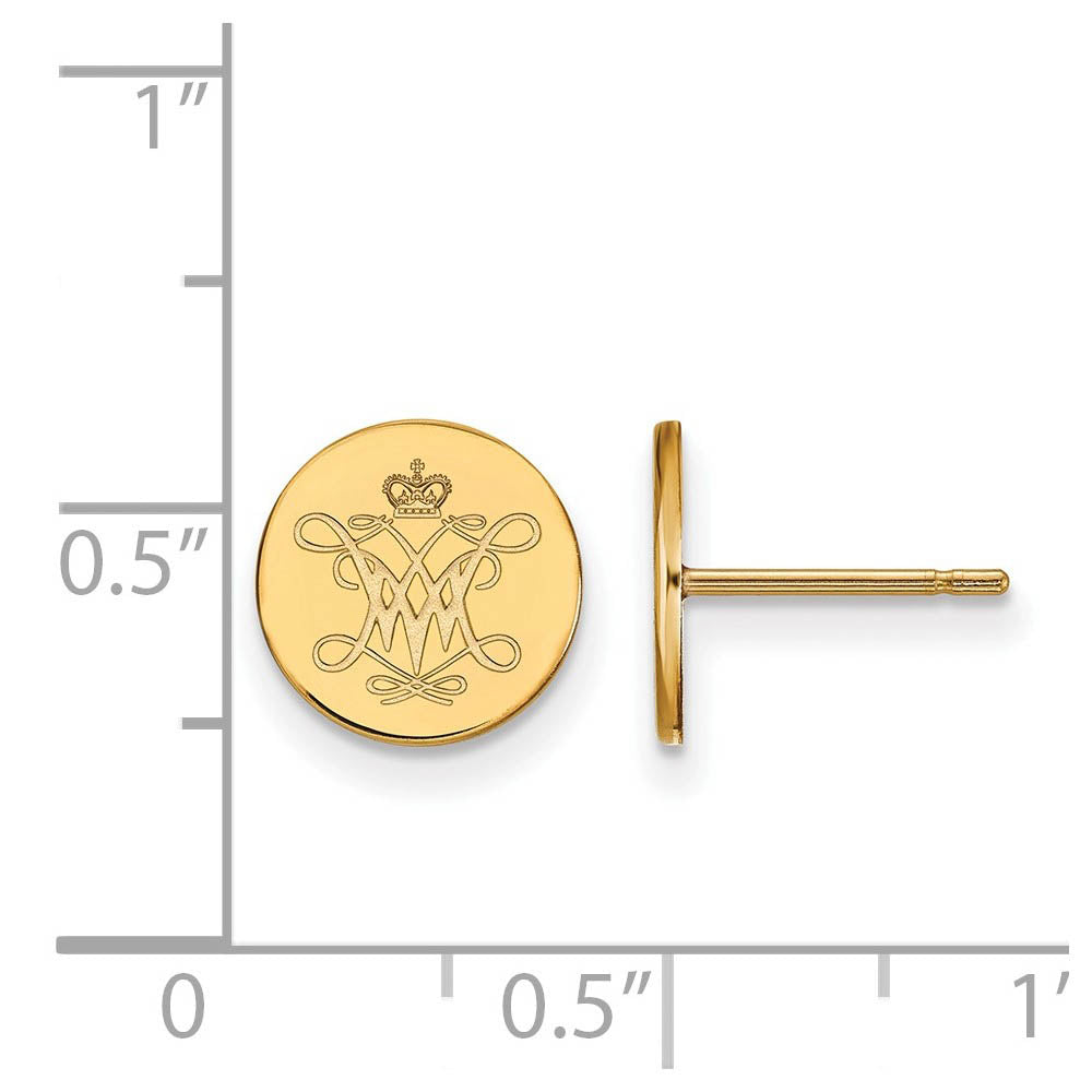 Alternate view of the 14k Gold Plated Silver William and Mary Small Disc Earrings by The Black Bow Jewelry Co.