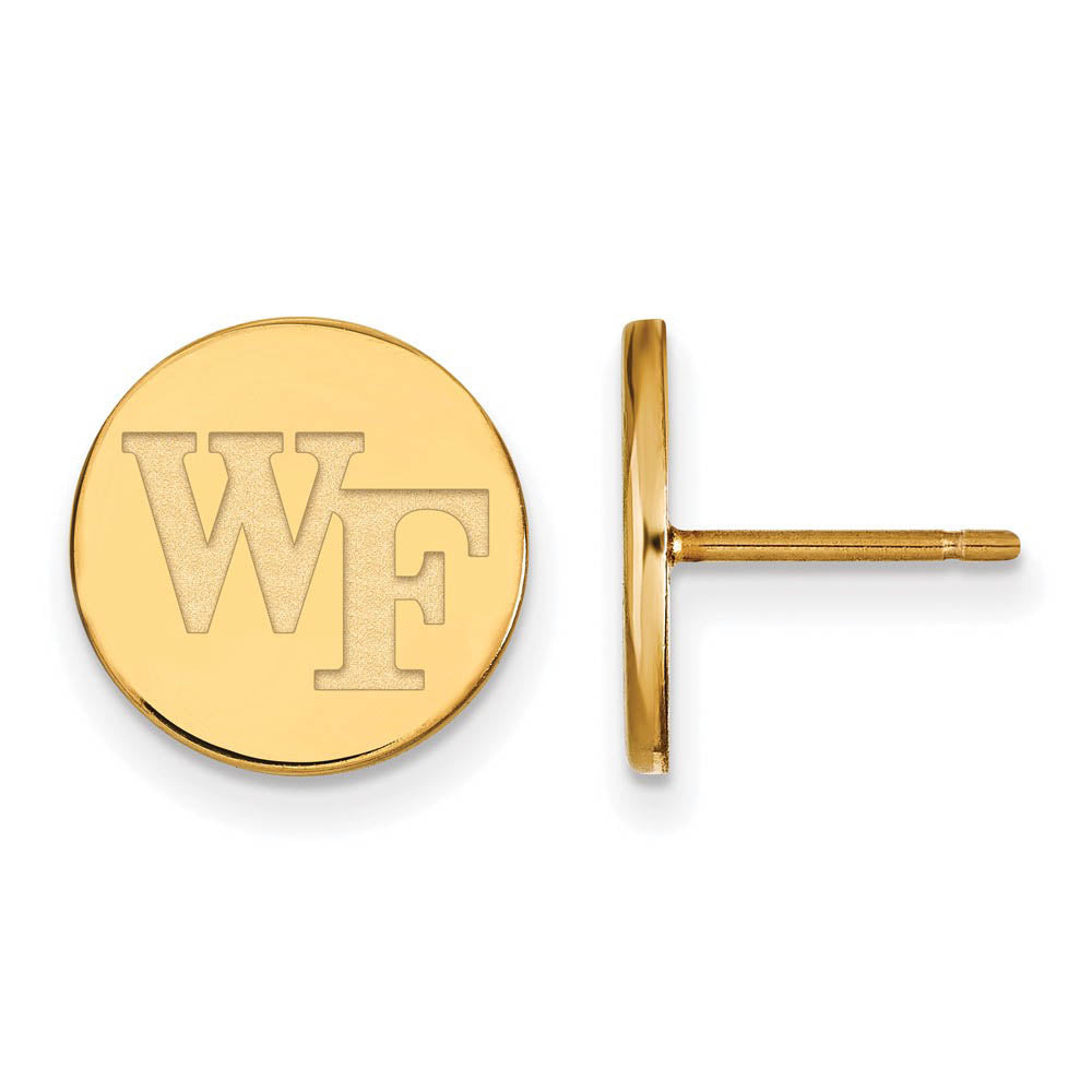 14k Gold Plated Silver Wake Forest University Small Disc Earrings, Item E15080 by The Black Bow Jewelry Co.