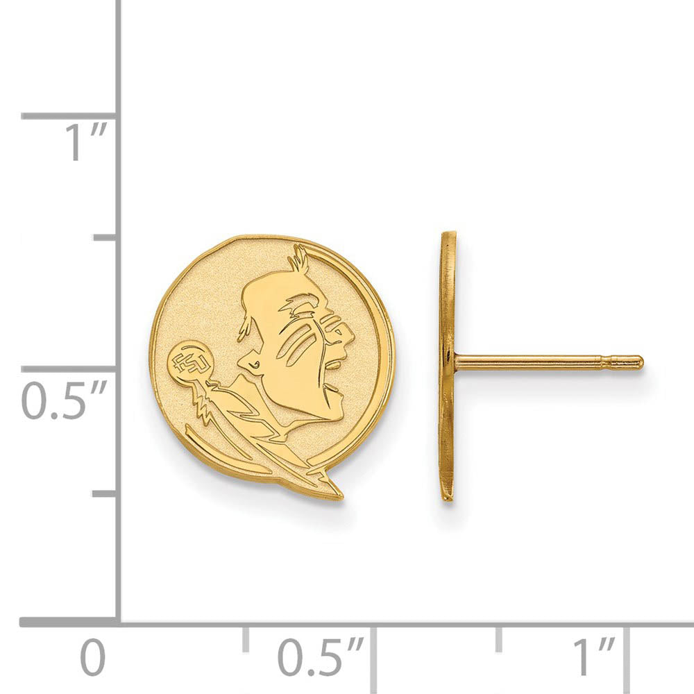 Alternate view of the 14k Gold Plated Silver Florida State Univ. Post Earrings by The Black Bow Jewelry Co.