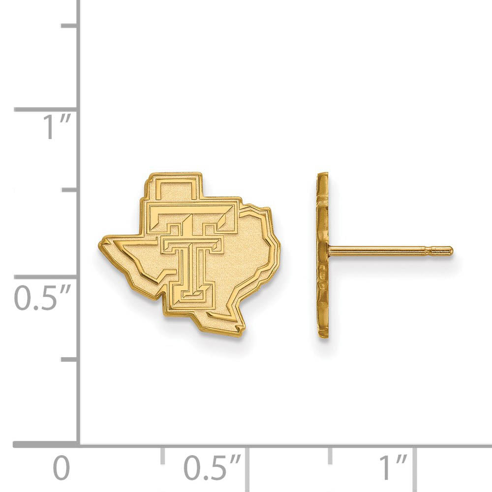 Alternate view of the 14k Gold Plated Silver Texas Tech University Small Post Earrings by The Black Bow Jewelry Co.