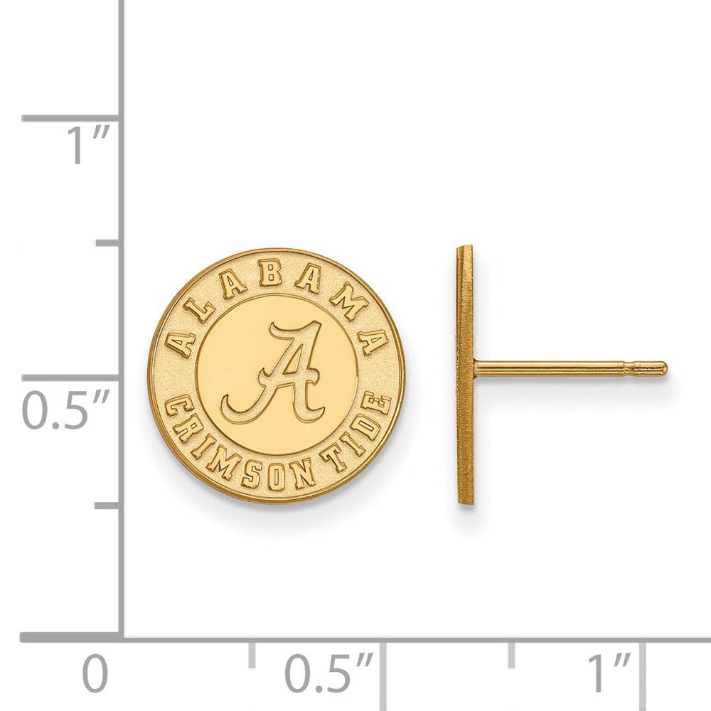 Alternate view of the 14k Gold Plated Silver University of Alabama Small Post Earrings by The Black Bow Jewelry Co.