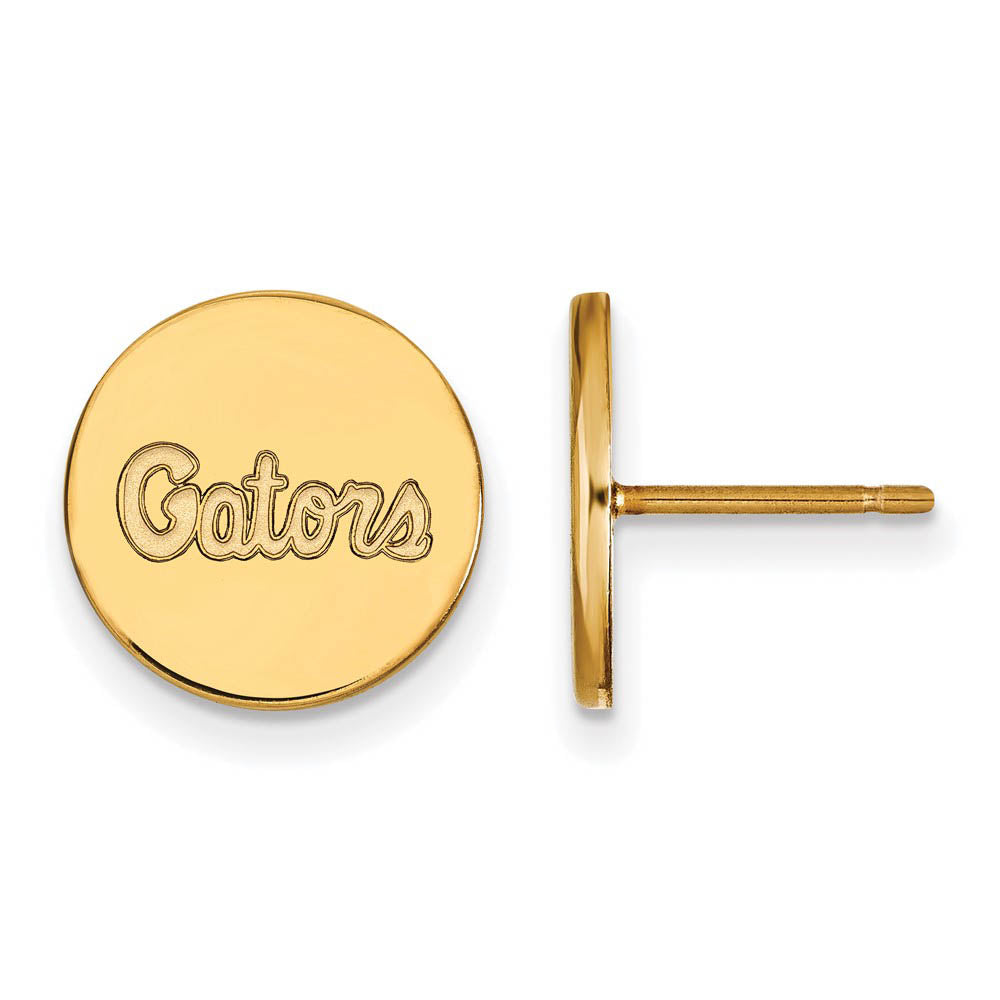 14k Gold Plated Silver University of Florida Small Disc Earrings, Item E15108 by The Black Bow Jewelry Co.