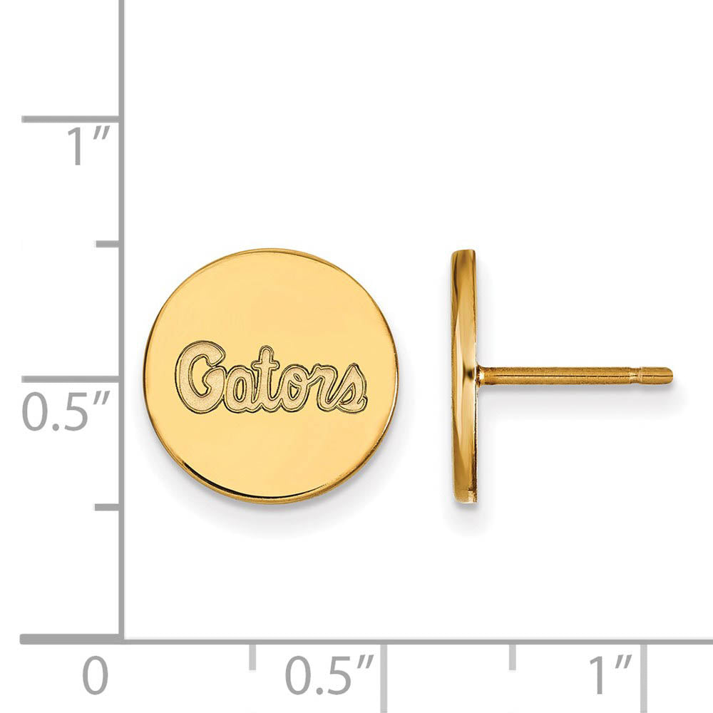 Alternate view of the 14k Gold Plated Silver University of Florida Small Disc Earrings by The Black Bow Jewelry Co.