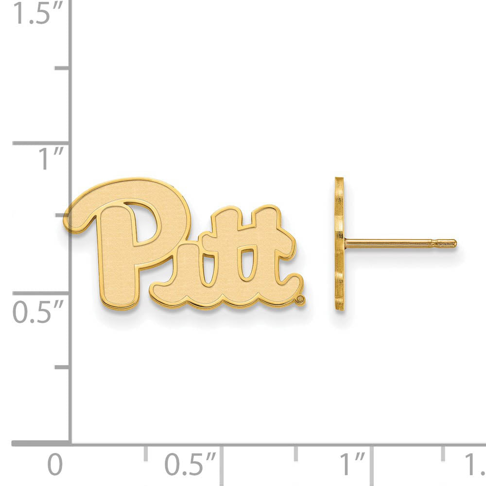 Alternate view of the 14k Gold Plated Silver University of Pittsburgh Post Earrings by The Black Bow Jewelry Co.
