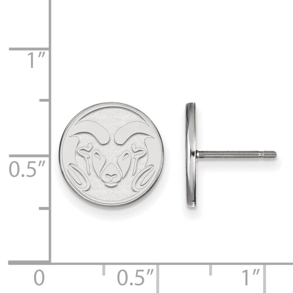 Alternate view of the Sterling Silver Colorado State University Small Post Earrings by The Black Bow Jewelry Co.