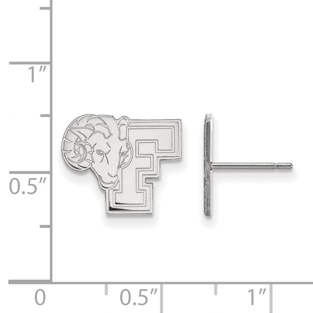 Alternate view of the Sterling Silver Fordham University Small Post Earrings by The Black Bow Jewelry Co.