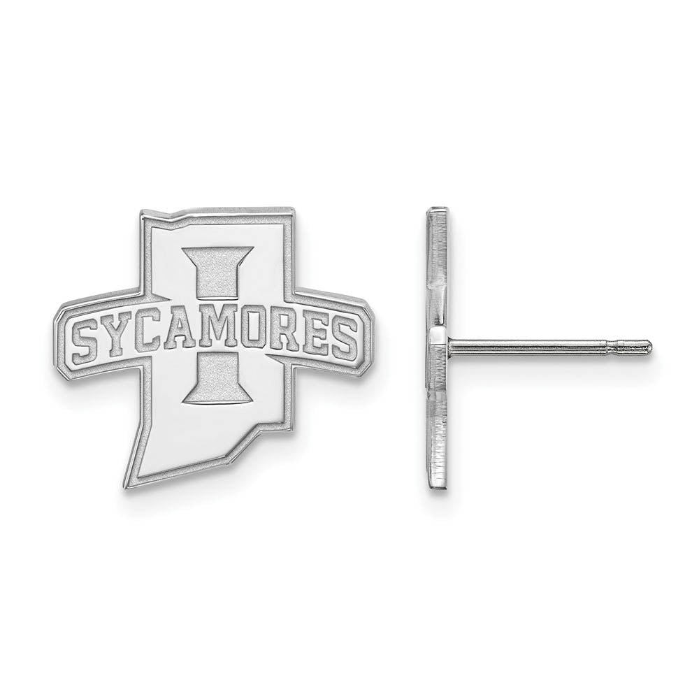 Sterling Silver Indiana State University Small Post Earrings, Item E15137 by The Black Bow Jewelry Co.