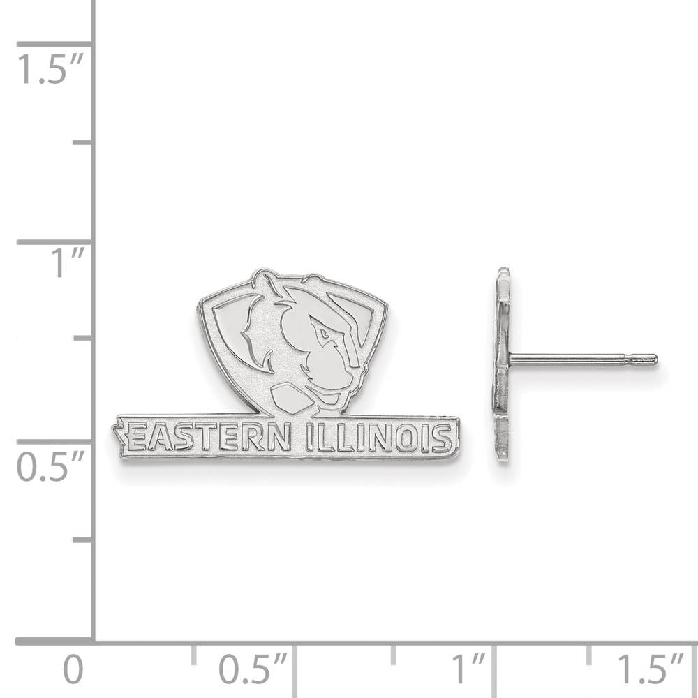 Alternate view of the Sterling Silver Eastern Illinois University Small Post Earrings by The Black Bow Jewelry Co.