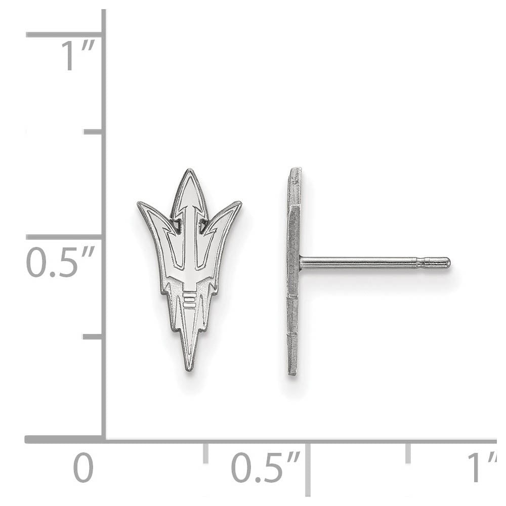 Alternate view of the Sterling Silver Arizona State University Small 'AS' Post Earrings by The Black Bow Jewelry Co.
