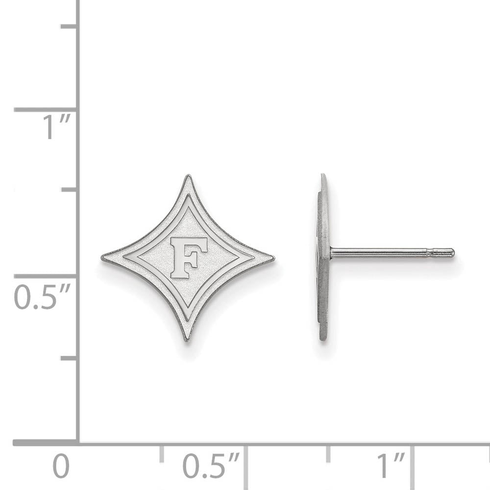 Alternate view of the Sterling Silver Furman University Small Post Earrings by The Black Bow Jewelry Co.