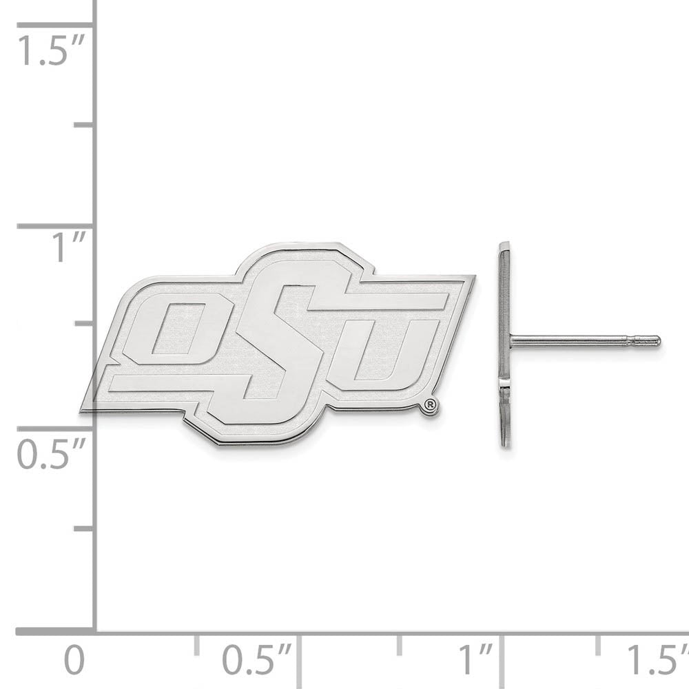 Alternate view of the Sterling Silver Oklahoma State University Small Post Earrings by The Black Bow Jewelry Co.