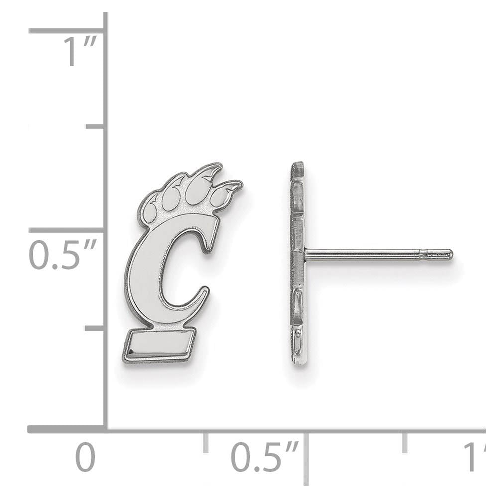 Alternate view of the Sterling Silver University of Cincinnati Small Post Earrings by The Black Bow Jewelry Co.