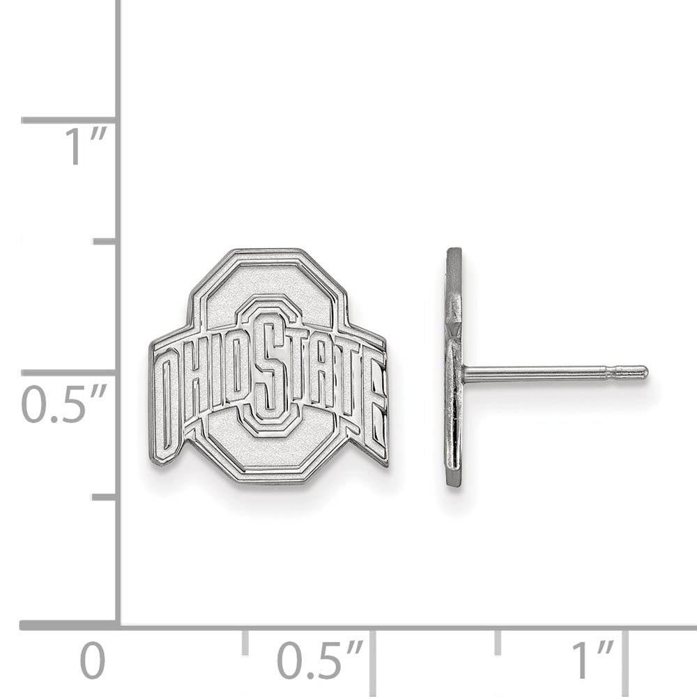Alternate view of the Sterling Silver Ohio State University Small Logo Post Earrings by The Black Bow Jewelry Co.