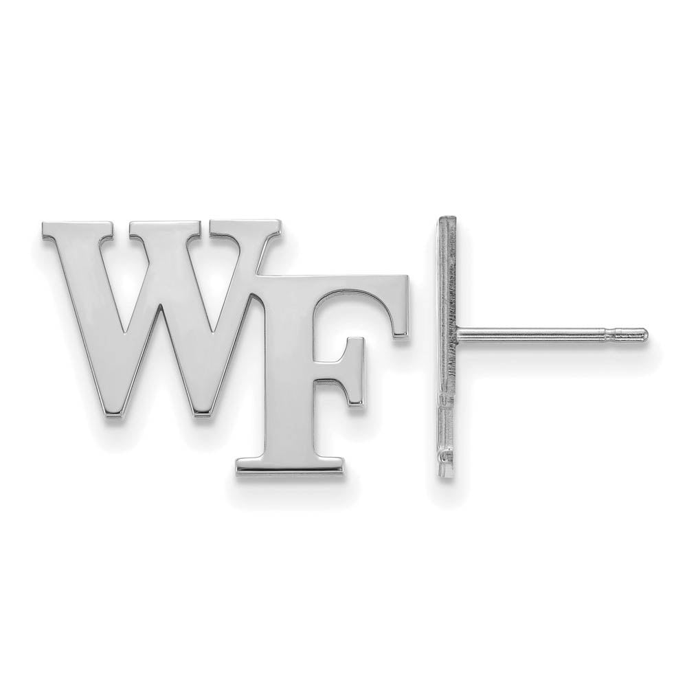 Sterling Silver Wake Forest University Small 'WF' Post Earrings, Item E15304 by The Black Bow Jewelry Co.