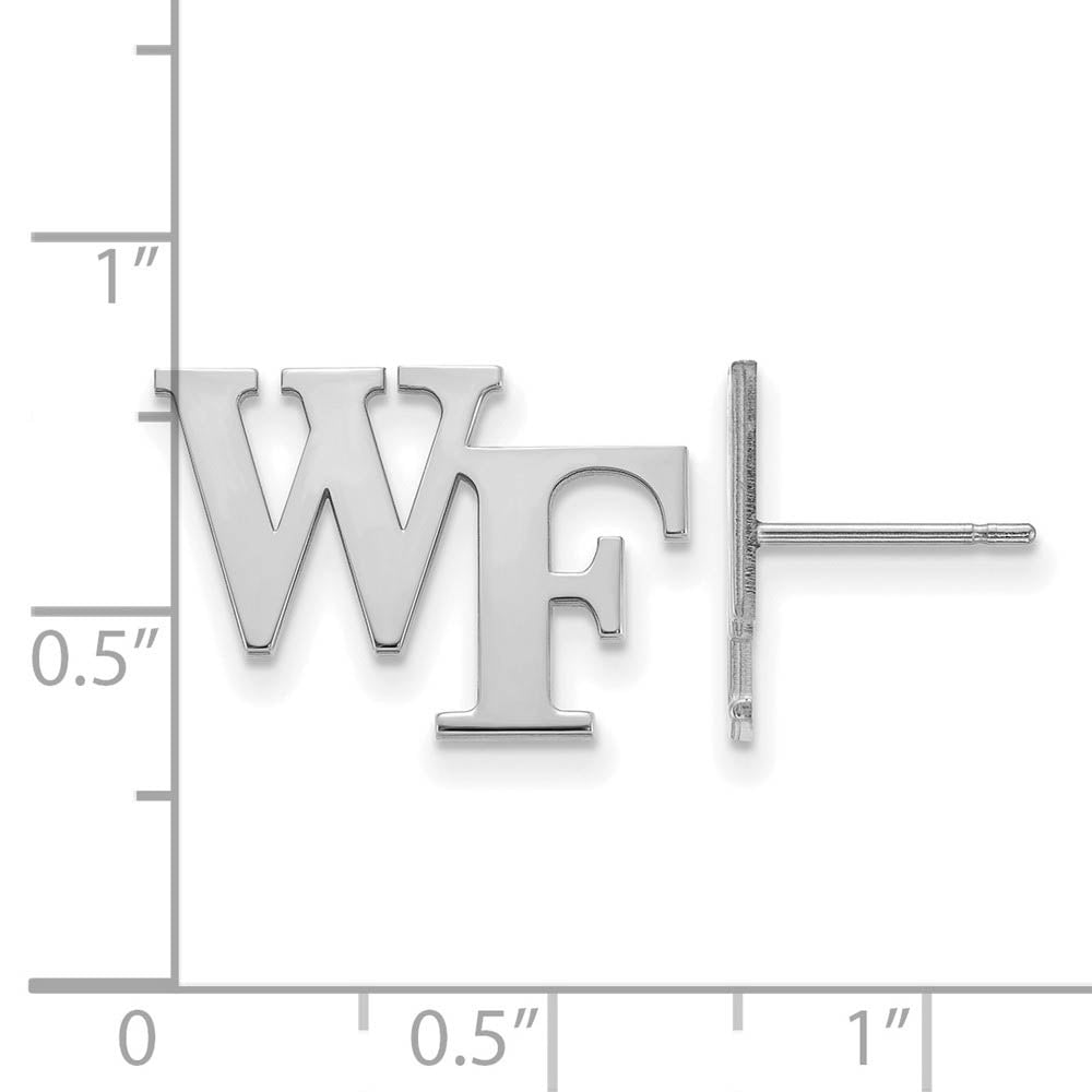 Alternate view of the Sterling Silver Wake Forest University Small 'WF' Post Earrings by The Black Bow Jewelry Co.