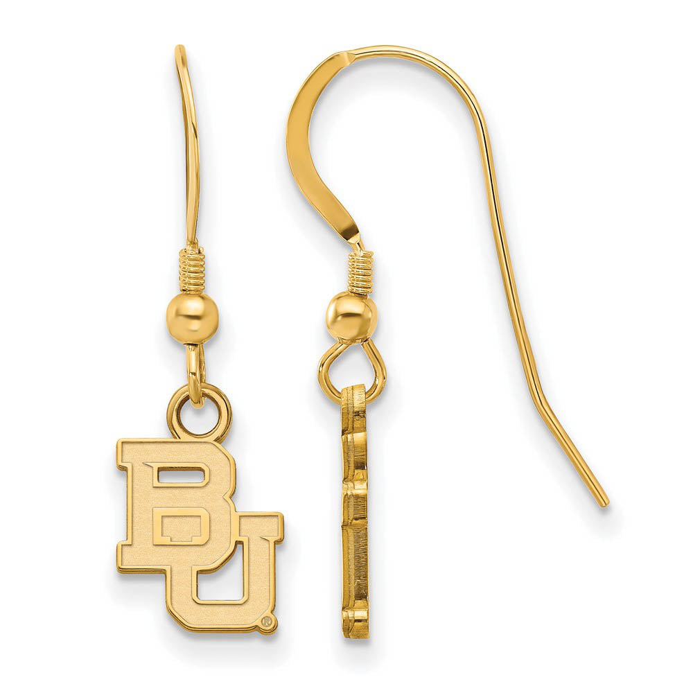 14k Gold Plated Silver Baylor Univ. XS (Tiny) Dangle Earrings, Item E15318 by The Black Bow Jewelry Co.