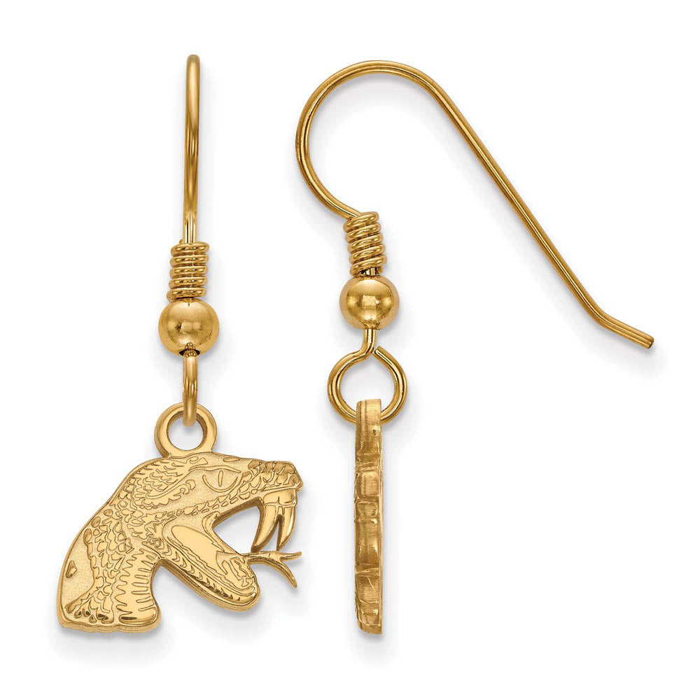 14k Gold Plated Silver Florida A&M University XS Tiny Dangle Earrings, Item E15322 by The Black Bow Jewelry Co.