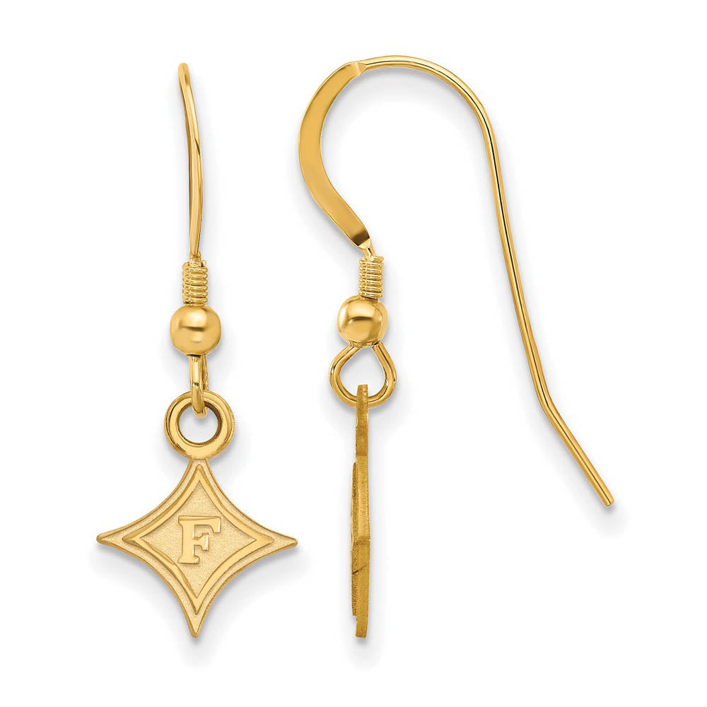 14k Gold Plated Silver Furman Univ. XS (Tiny) Dangle Earrings, Item E15323 by The Black Bow Jewelry Co.