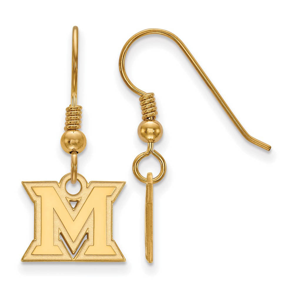 14k Gold Plated Silver Miami Univ. XS (Tiny) Dangle Earrings, Item E15327 by The Black Bow Jewelry Co.