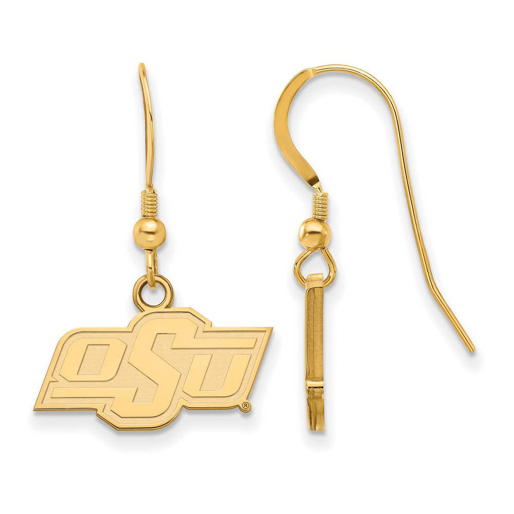 14k Gold Plated Silver Oklahoma State University Dangle Earrings, Item E15330 by The Black Bow Jewelry Co.