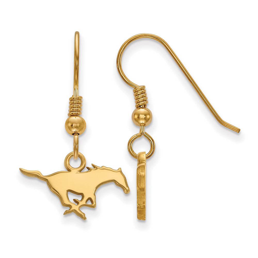 14k Gold Plated Silver South Methodist University Dangle Earrings, Item E15334 by The Black Bow Jewelry Co.