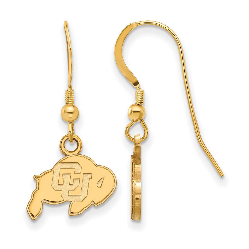 14k Gold Plated Silver Univ. of Colorado XS (Tiny) Dangle Earrings, Item E15343 by The Black Bow Jewelry Co.