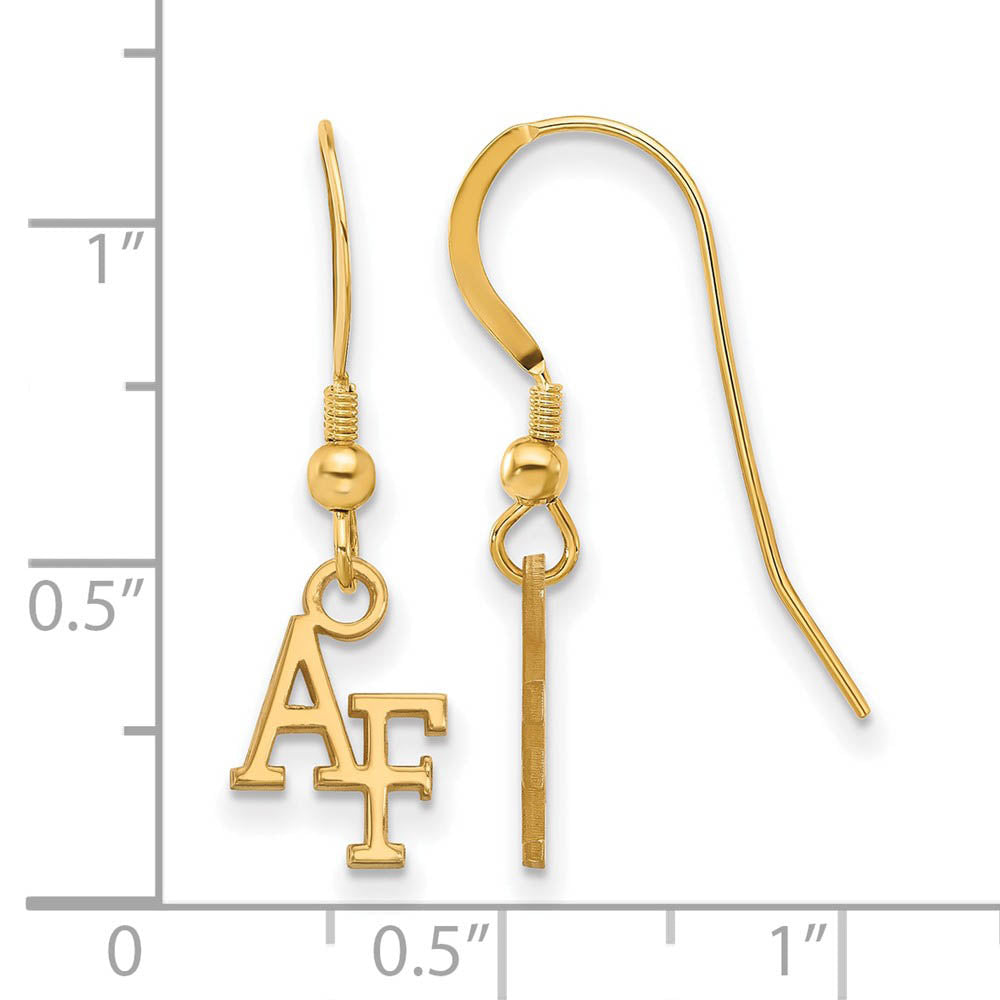 Alternate view of the 14k Gold Plated Silver Air force Academy XS (Tiny) Dangle Earring by The Black Bow Jewelry Co.