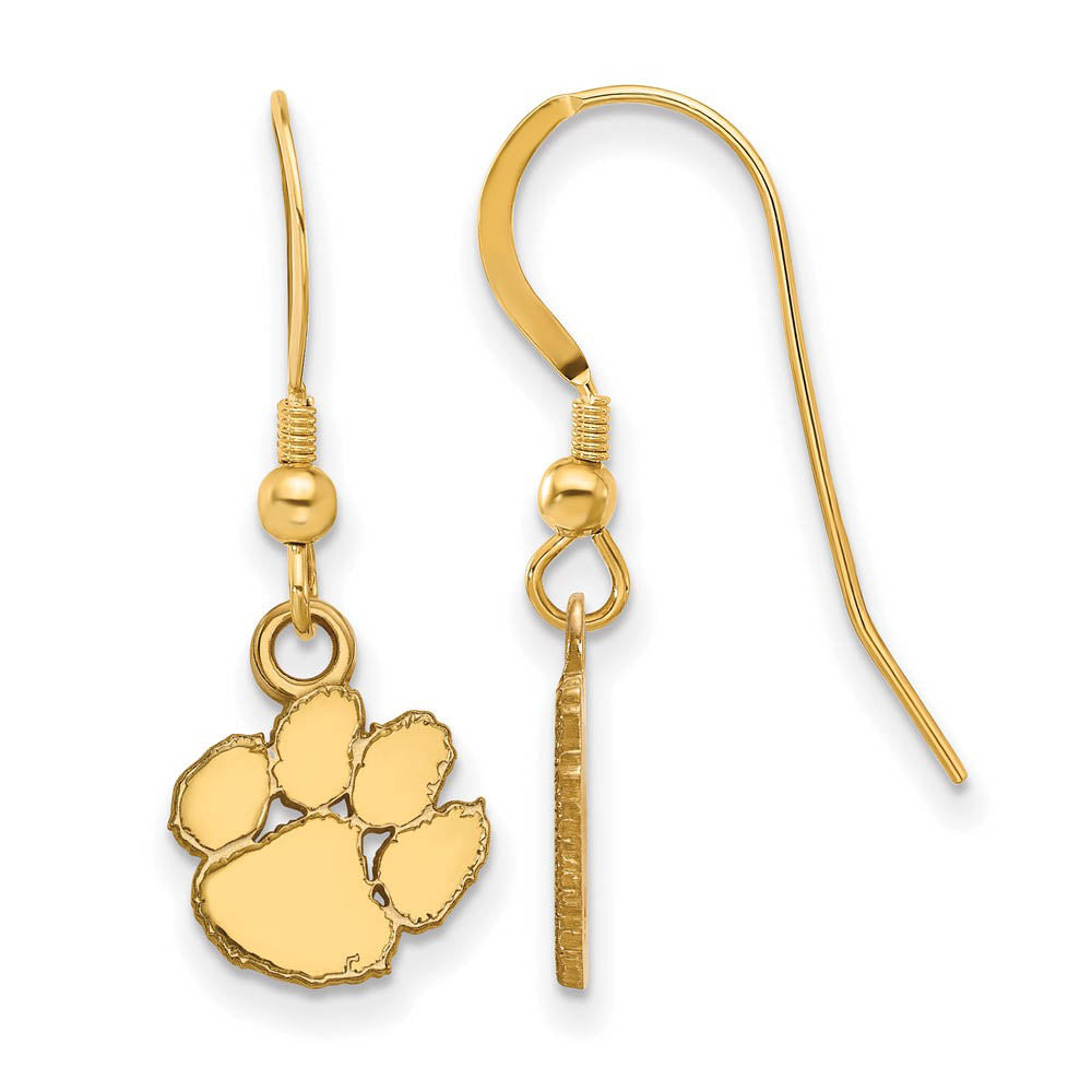 14k Gold Plated Silver Clemson University XS (Tiny) Dangle Earrings, Item E15361 by The Black Bow Jewelry Co.