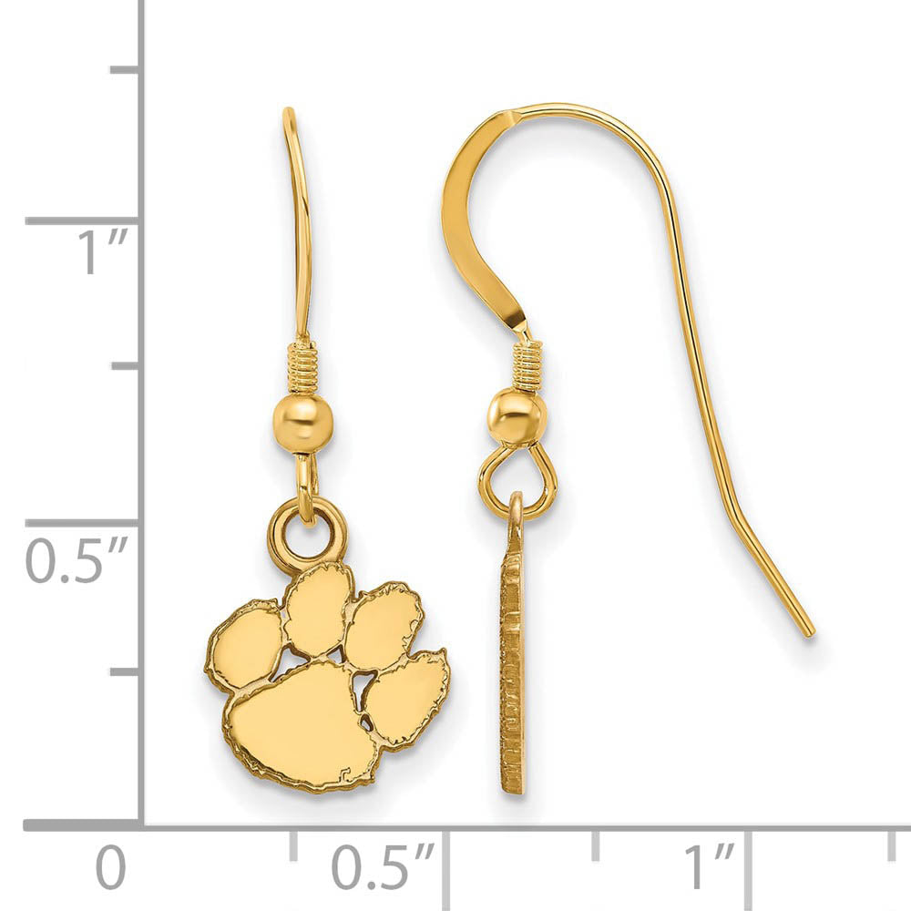 Alternate view of the 14k Gold Plated Silver Clemson University XS (Tiny) Dangle Earrings by The Black Bow Jewelry Co.