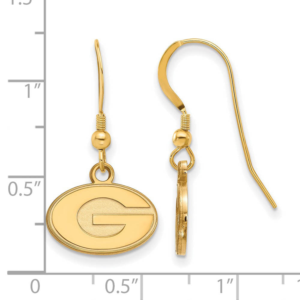 Alternate view of the 14k Gold Plated Silver Univ. of Georgia XS (Tiny) Dangle Earrings by The Black Bow Jewelry Co.