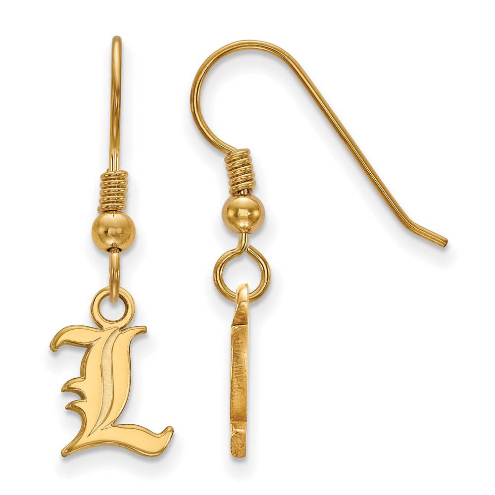 14k Gold Plated Silver Univ. of Louisville XS (Tiny) Dangle Earring, Item E15383 by The Black Bow Jewelry Co.
