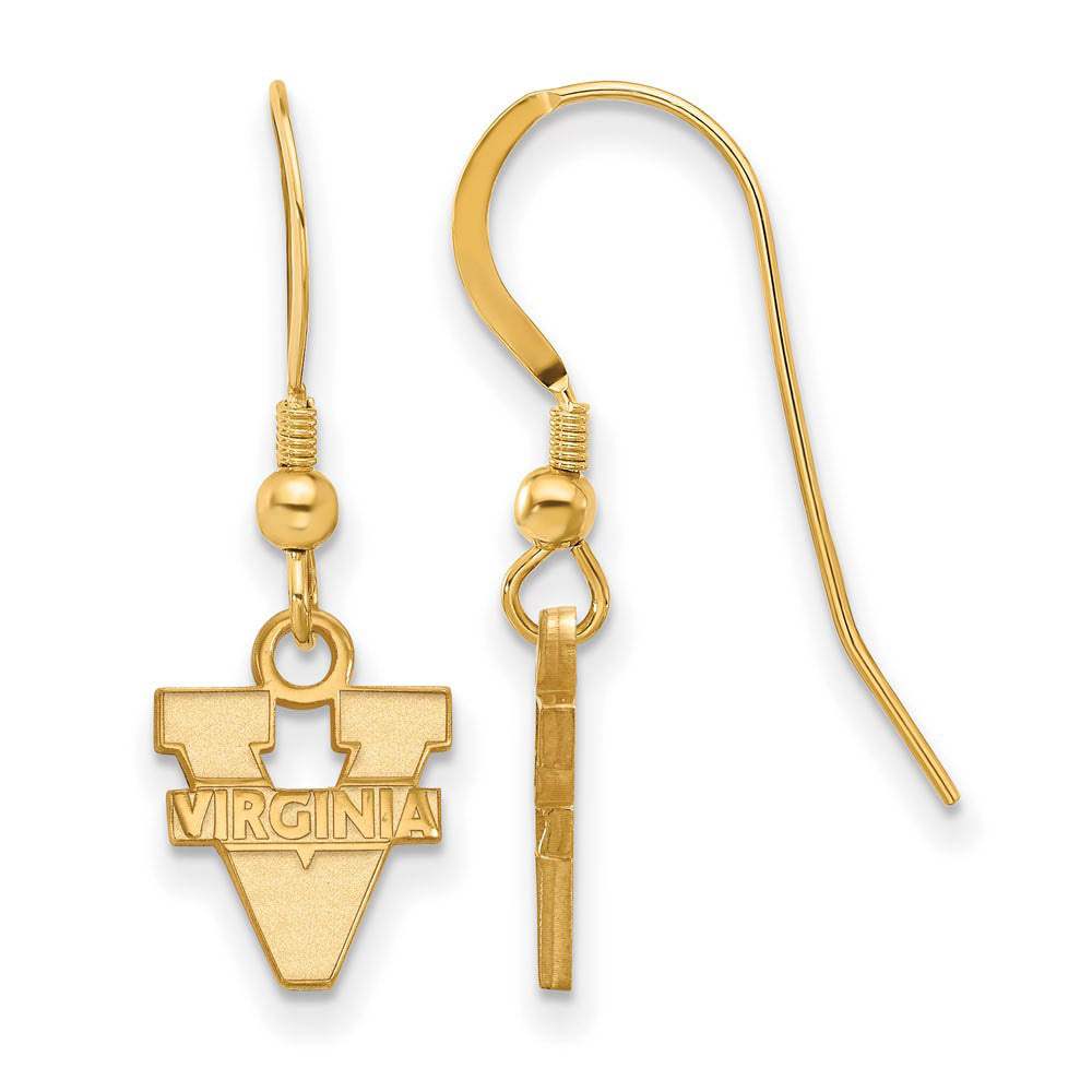 14k Gold Plated Silver Univ. of Virginia XS (Tiny) Dangle Earrings, Item E15393 by The Black Bow Jewelry Co.