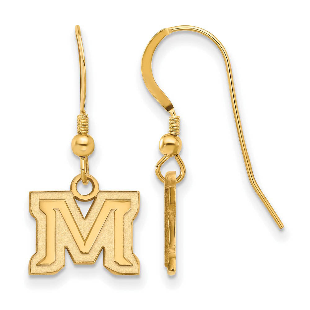 14k Gold Plated Silver Montana State University Dangle Earrings, Item E15407 by The Black Bow Jewelry Co.