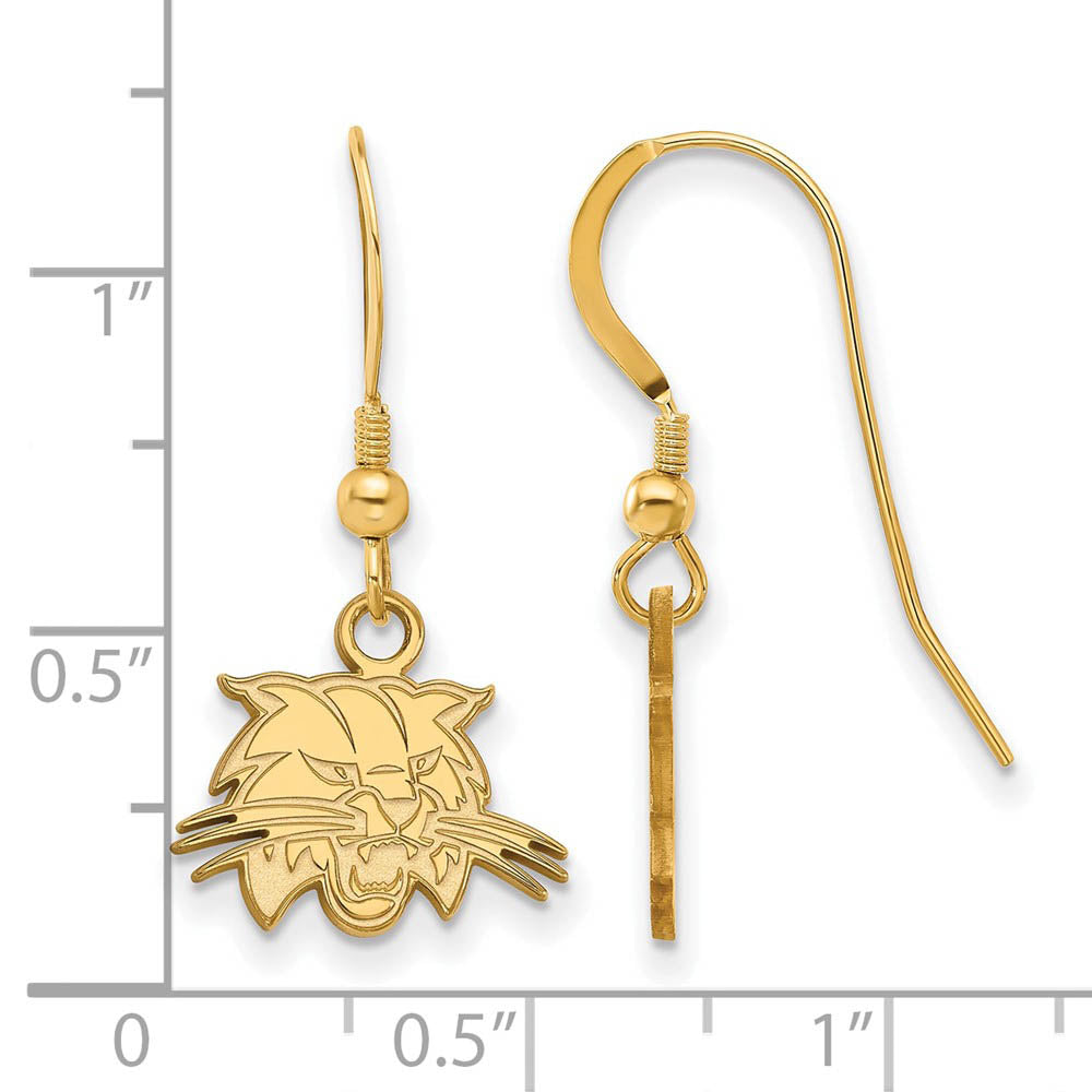 Alternate view of the 14k Gold Plated Silver Ohio University XS (Tiny) Dangle Earrings by The Black Bow Jewelry Co.