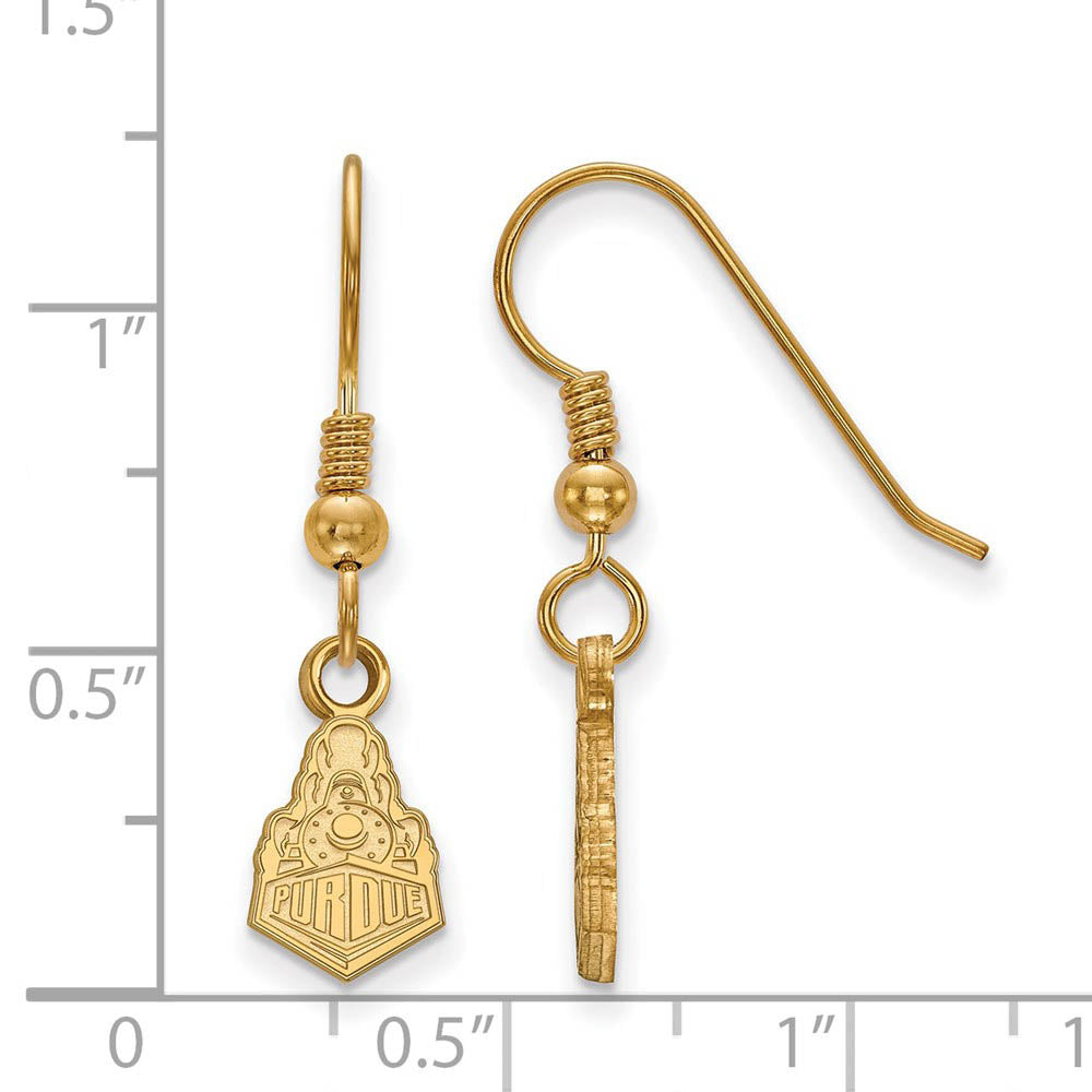 Alternate view of the 14k Gold Plated Silver Purdue X Small Dangle Earrings by The Black Bow Jewelry Co.