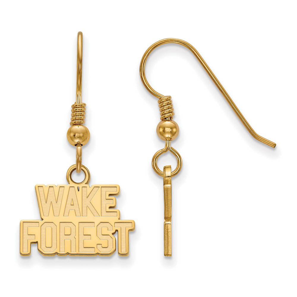 14k Gold Plated Silver Wake Forest University XS Tiny Dangle Earrings, Item E15427 by The Black Bow Jewelry Co.