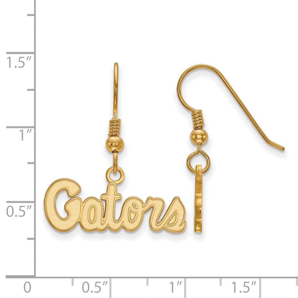 Alternate view of the 14k Gold Plated Silver Univ. of Florida XS Dangle Earrings by The Black Bow Jewelry Co.