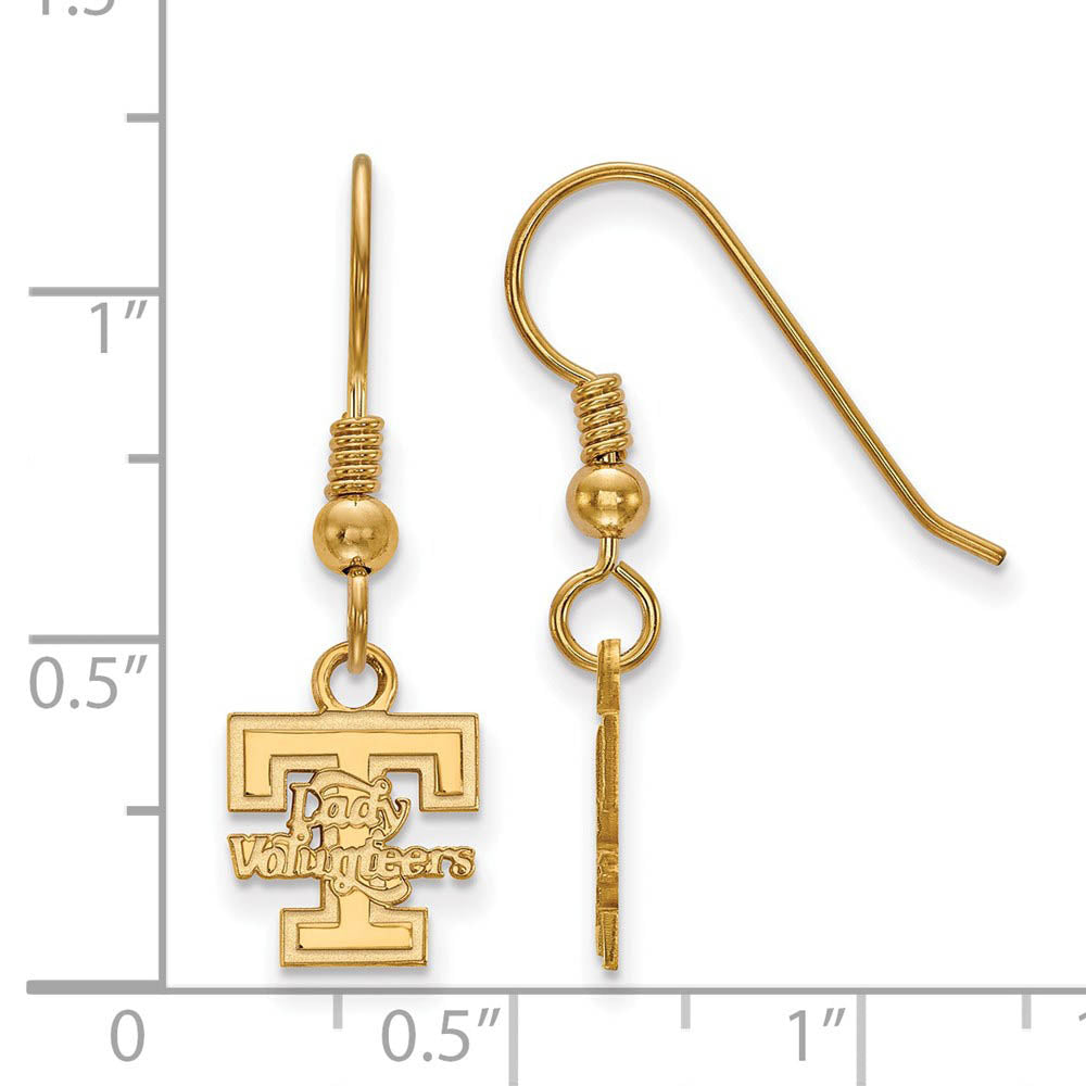 Alternate view of the 14k Gold Plated Silver University of Tennessee XS Tiny Dangle Earrings by The Black Bow Jewelry Co.