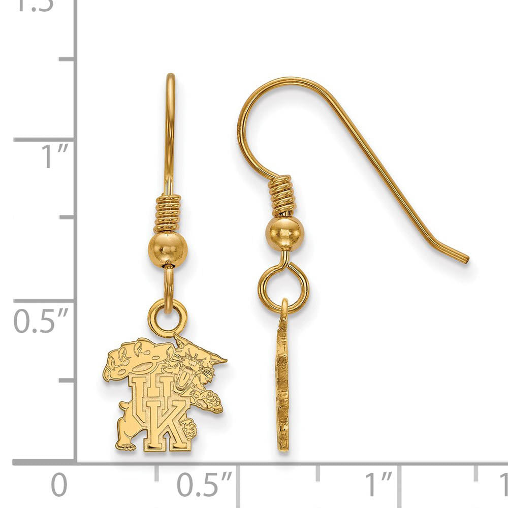 Alternate view of the 14k Gold Plated Silver University of Kentucky XS Tiny Dangle Earrings by The Black Bow Jewelry Co.