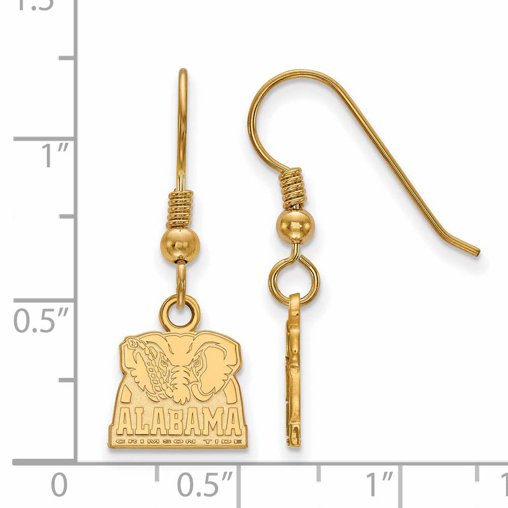 Alternate view of the 14k Gold Plated Silver University of Alabama XS (Tiny) Dangle Earrings by The Black Bow Jewelry Co.