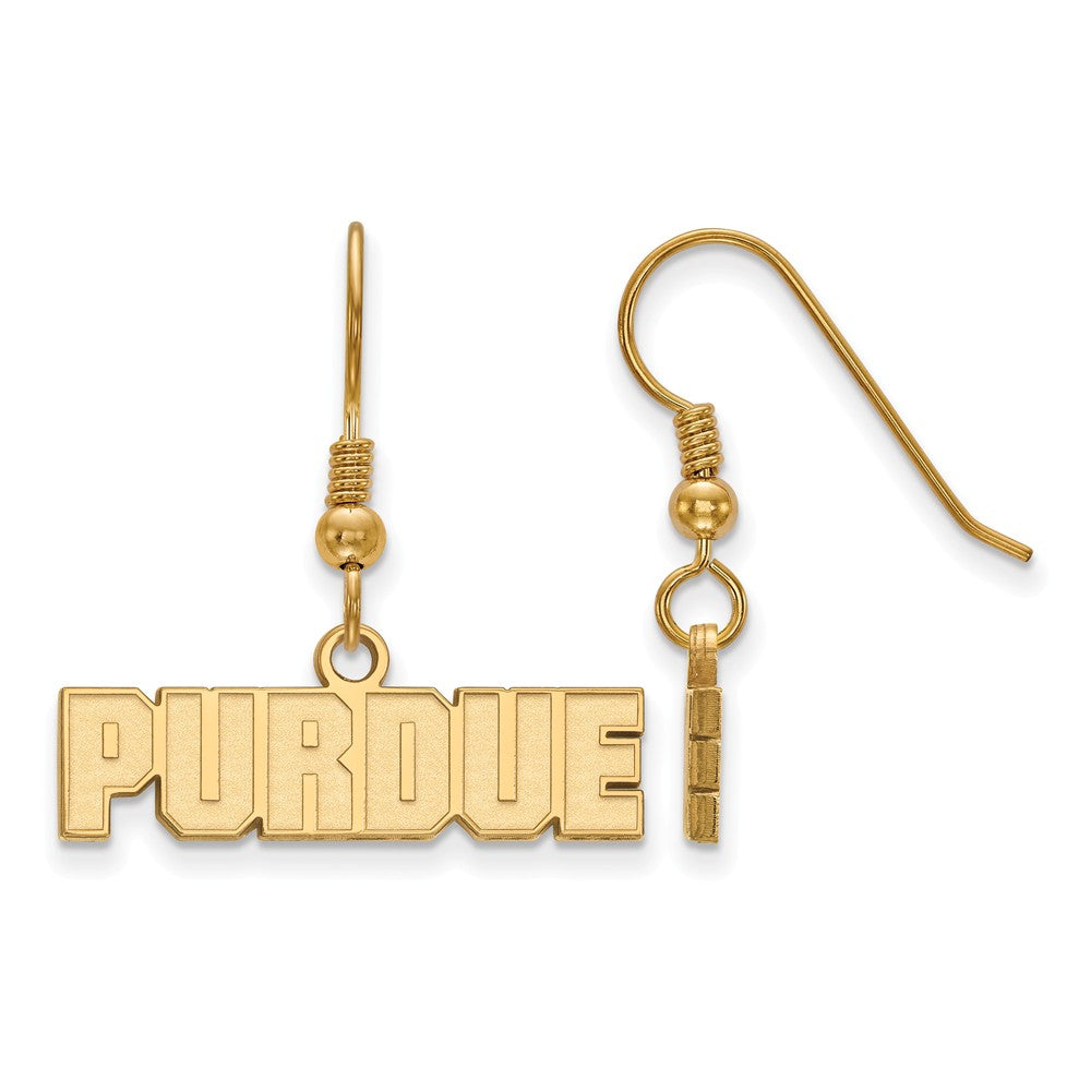 14k Gold Plated Silver Purdue XS (Tiny) Dangle Earrings, Item E15457 by The Black Bow Jewelry Co.