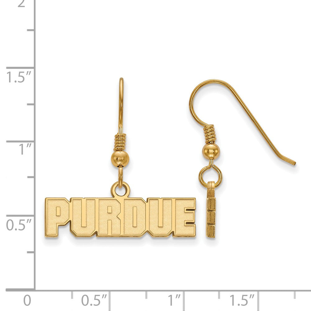 Alternate view of the 14k Gold Plated Silver Purdue XS (Tiny) Dangle Earrings by The Black Bow Jewelry Co.