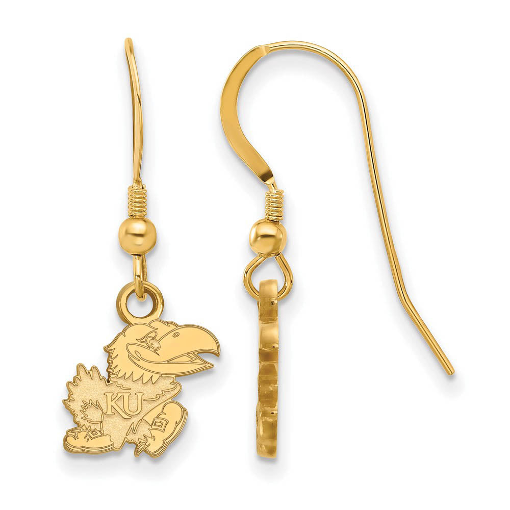 14k Gold Plated Silver University of Kansas XS (Tiny) Dangle Earrings, Item E15458 by The Black Bow Jewelry Co.