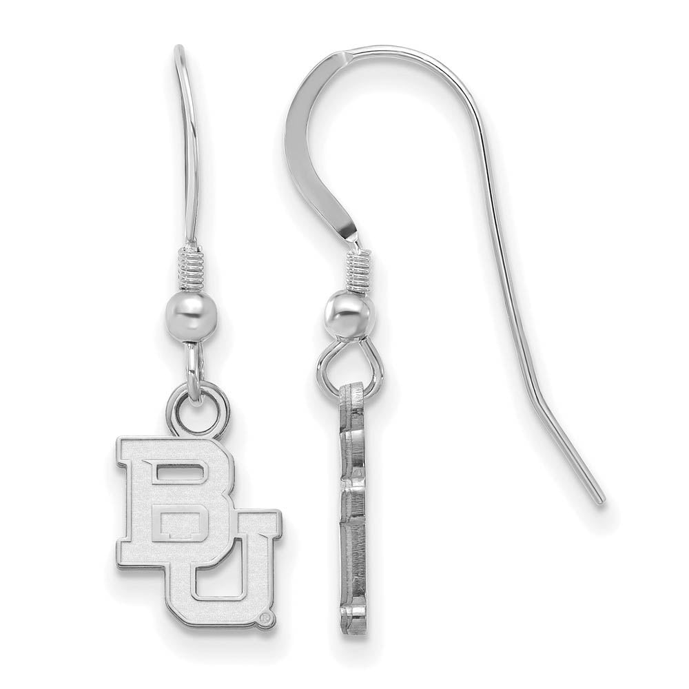 Sterling Silver Baylor University XS (Tiny) Dangle Wire Earrings, Item E15464 by The Black Bow Jewelry Co.