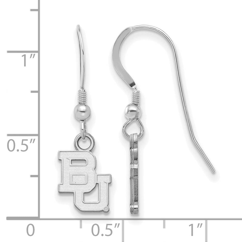 Alternate view of the Sterling Silver Baylor University XS (Tiny) Dangle Wire Earrings by The Black Bow Jewelry Co.